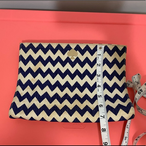 Kate Spade Blue and White Chevron canvas clutch - Picture 4 of 6